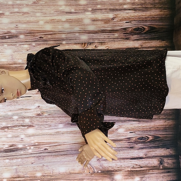 Worthington Women's Long Sleeve Tie Neck Polka-dot Blouse Size S - Picture 4 of 11